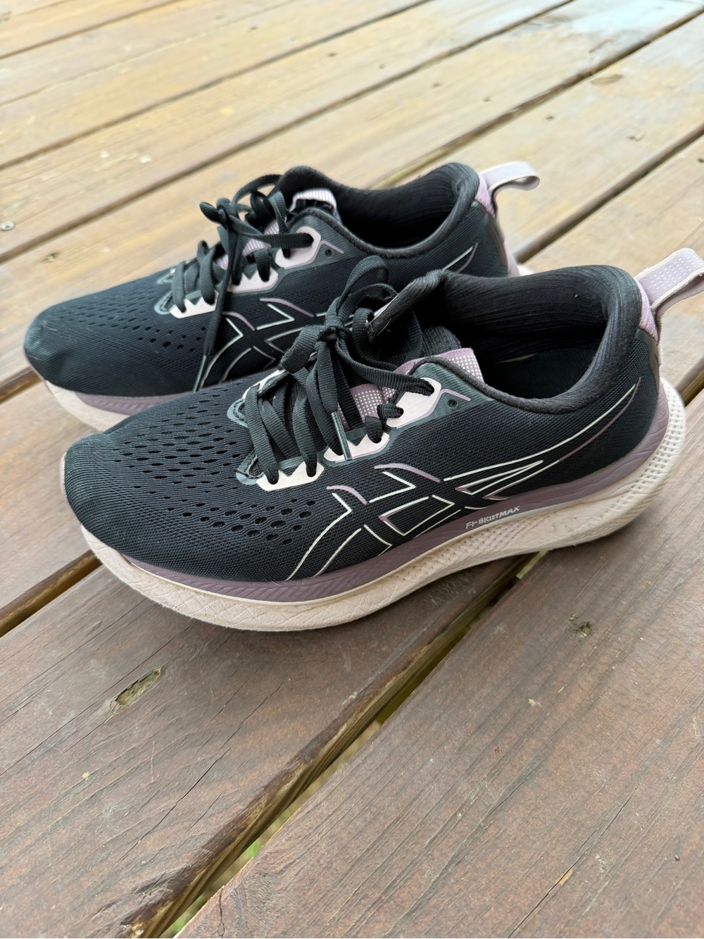 ASICS Glideride Max Women's Black and Light Pink Athletic Running Shoes